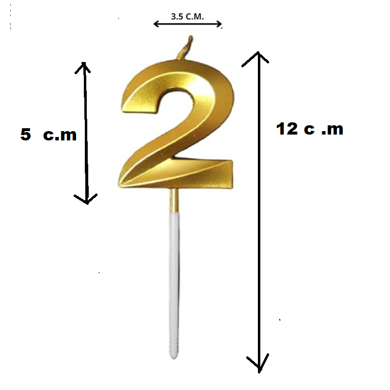 The party collective Resin 2 Number Gold Cake Candles For Birthday, Anniversary - Image 3