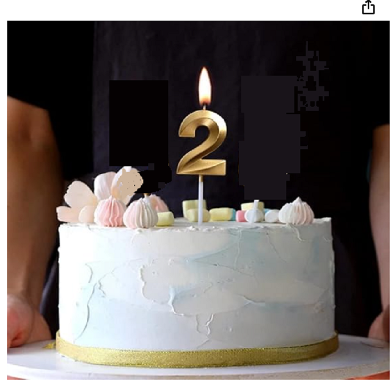 The party collective Resin 2 Number Gold Cake Candles For Birthday, Anniversary - Image 2