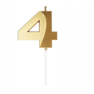 4 Number Gold Cake Candles For Birthday, Anniversary