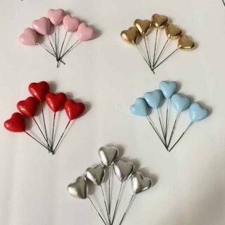 5 Heart Shape Faux CAKE TOPPER Pack of 20 FOR CAKE DECORATION