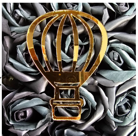 Golden Air Balloon Shape cake topper (pack of 1 ) - Image 3