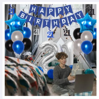 HAPPY BIRTHDAY 43 Combo set Foil balloon ,white ,blue , and black  for party decoration