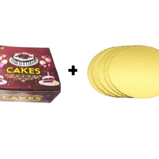 100pcs set 10*10 Round Golden Cake Base (50units) And Random Design Box (50units) For1 KG cake