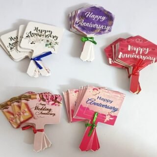 Happy Aniversary Tag Mix Designs Paper Topper For Cake (100 pcs)