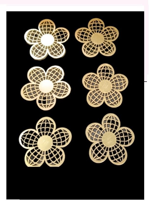 Golden Flower Shape Cake Topper (Pack Of 6 )