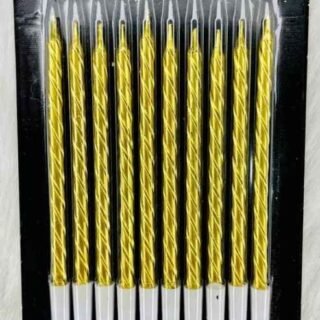 Candles for Happy Birthday and Party Cake Decoration Candles (Pack of 6pc) (Tall Gold Candle)