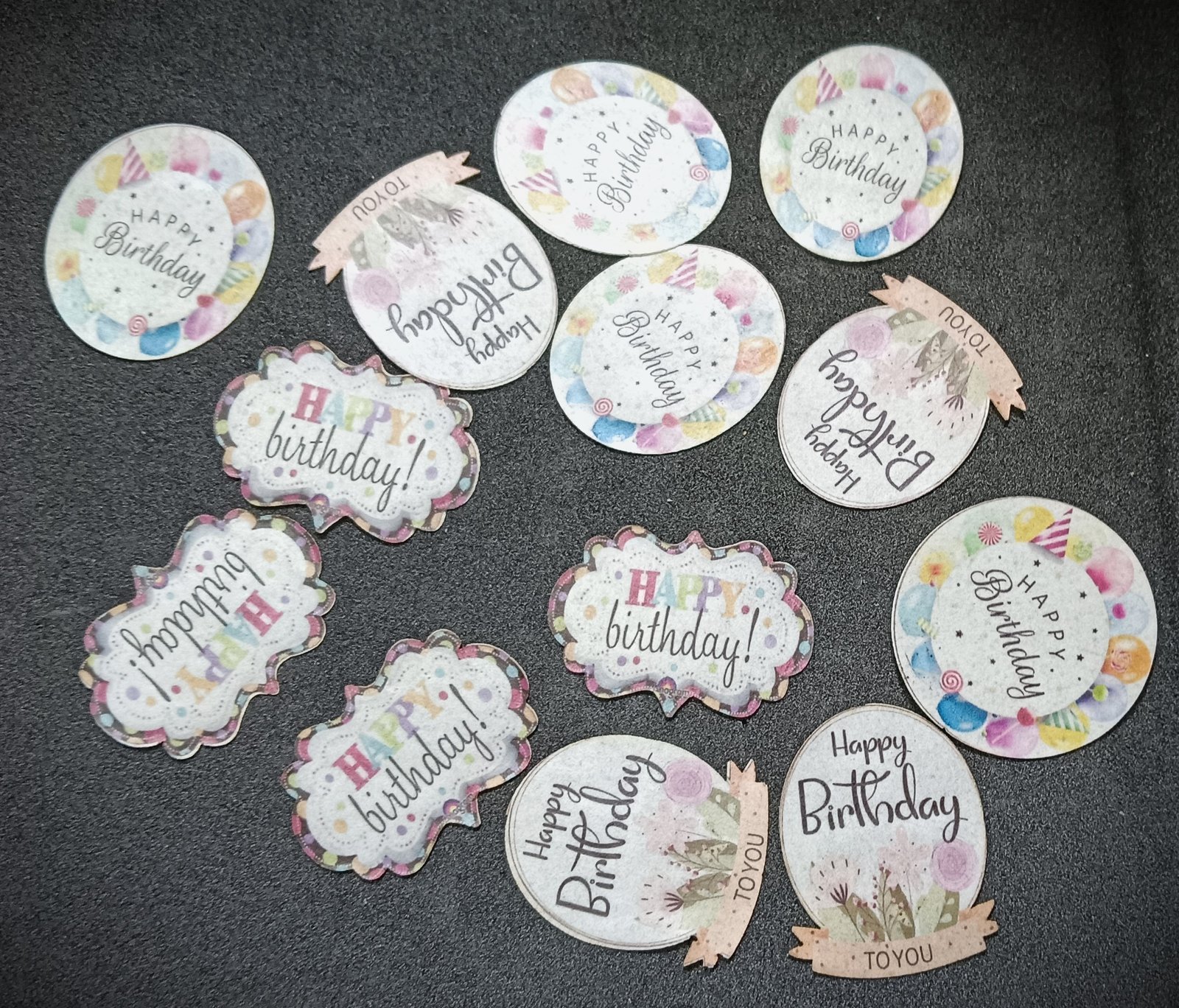Edible Happy Birthday Wafer Cake Cupcake Tags Pack of 13