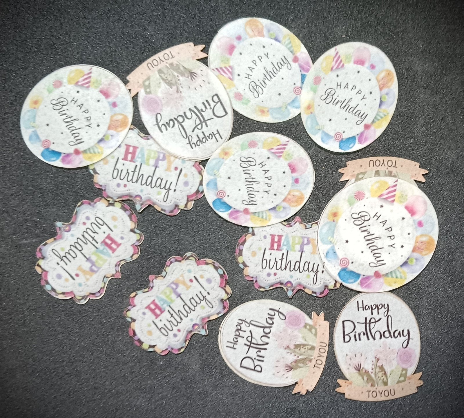 Edible Happy Birthday Wafer Cake Cupcake Tags Pack of 13 - Image 2