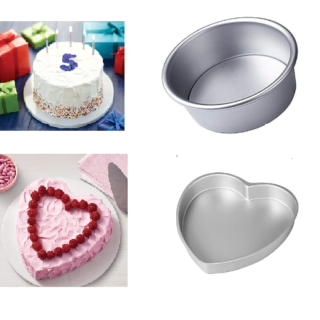 Aluminium Heart Shape Cake Mould And Round Shape Cake Mould (pack of 2))