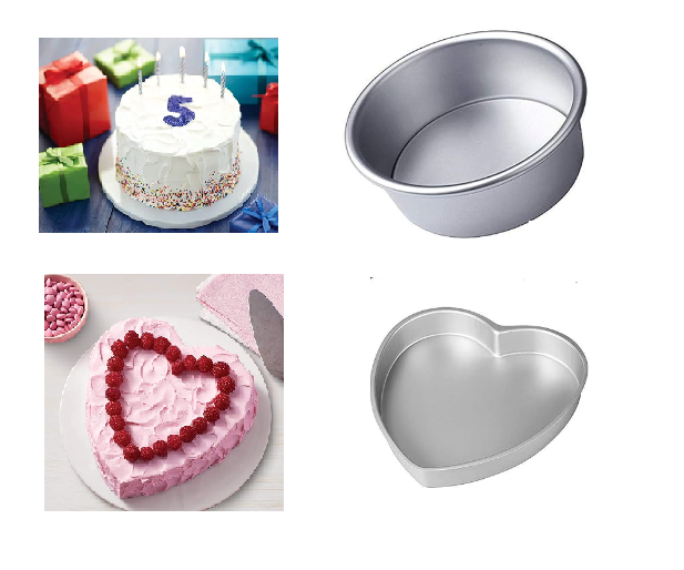 Aluminium Heart Shape Cake Mould And Round Shape Cake Mould (pack of 2))