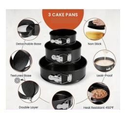 Round Non-Stick Cake Pan Mould Set of 3 - Image 6