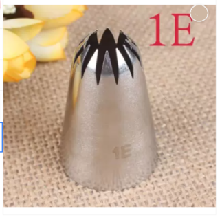 1E cream Piping Nozzle Stainless Steel Star Icing Nozzle  (Silver Pack of 1)