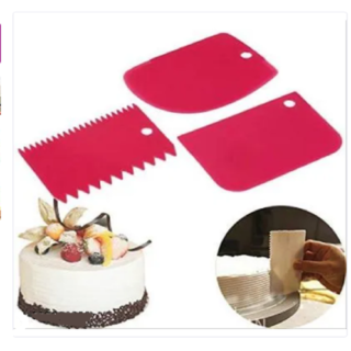 MULTICOLOR Cake Scraper Tool for Edge Decorating Icing with Different Pattern Baking Comb  (Plastic Pack of 3)