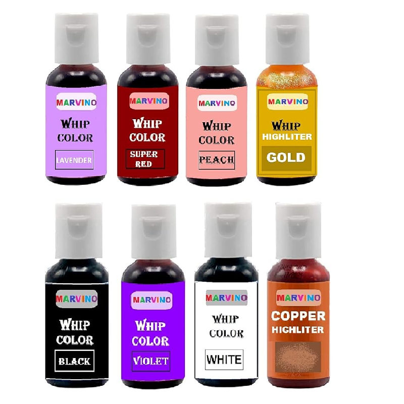 Marvino Whip Color Set Of 8 (Lavender, Super Red, Peach, Gold, Black, Violet, White, Copper)