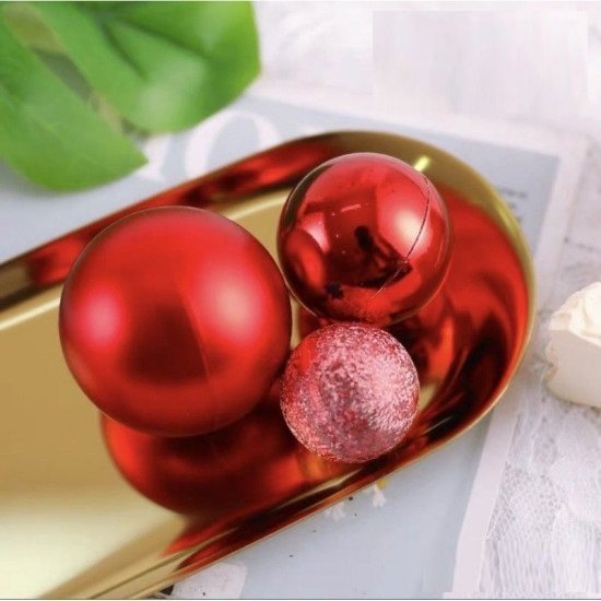 Sparking Matte Cake Party Decoration Balls Color-Red (3pcs Pack) - Image 4