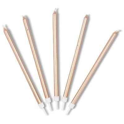 Tall Stick Tall Rose Gold Candles for Happy Birthday - Image 3