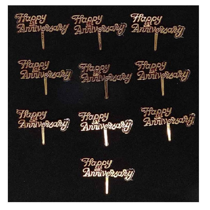 Happy Aniversary Small Cake Tag Topper (Multicolour, 10 pcs) - Image 3