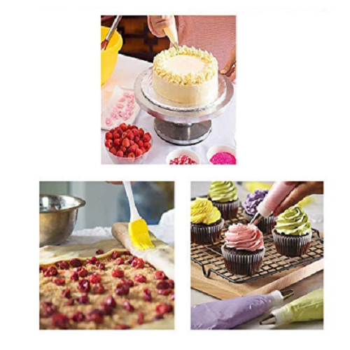 Multi Purpose 5 PCs Cake Decorating Nozzles Set with Piping Bag & 1 Coupler & 1 Brush Cupcake Pastry Birthday Cakes - Image 2