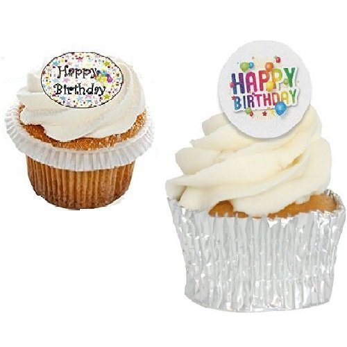 Edible Happy Birthday Wafer Cake Cupcake Tags Pack of 13 - Image 3