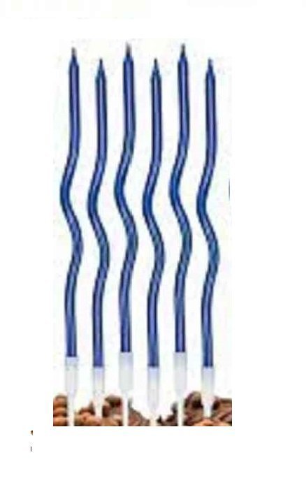 BLUE Twisty Birthday Candles Long Spiral Cake Candles