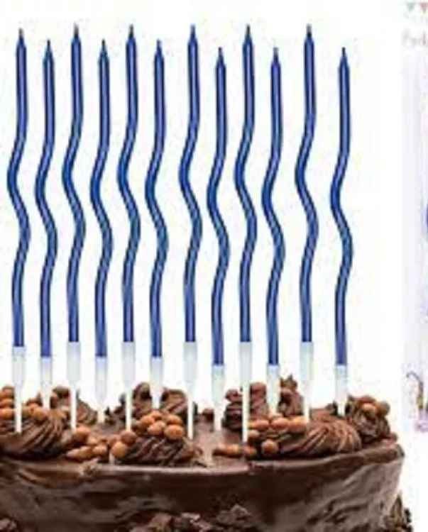 BLUE Twisty Birthday Candles Long Spiral Cake Candles - Image 3