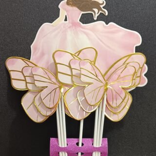 Butterfly With Girl Paper Cake Topper (pack of 7 )