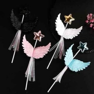 Angel Wings With Star Cake Topper Girls Happy Birthday