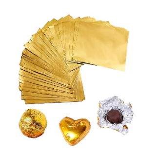 GOLDEN Square Foil Wrappers Package for Sweets Candy  Chocolate Paper Wrapping Sheets