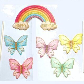 Rainbow With Butterfly  Cake Topper (pack of 6 )