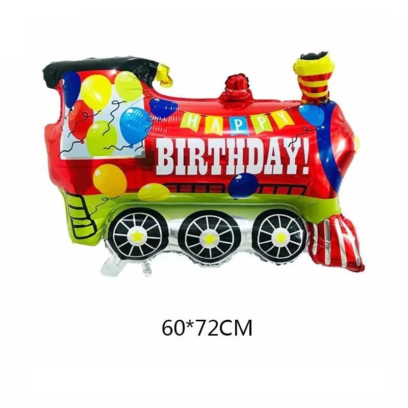 Happy Birthday Colourful Train Shaped Foil Balloon Pack Of 1 - Image 2