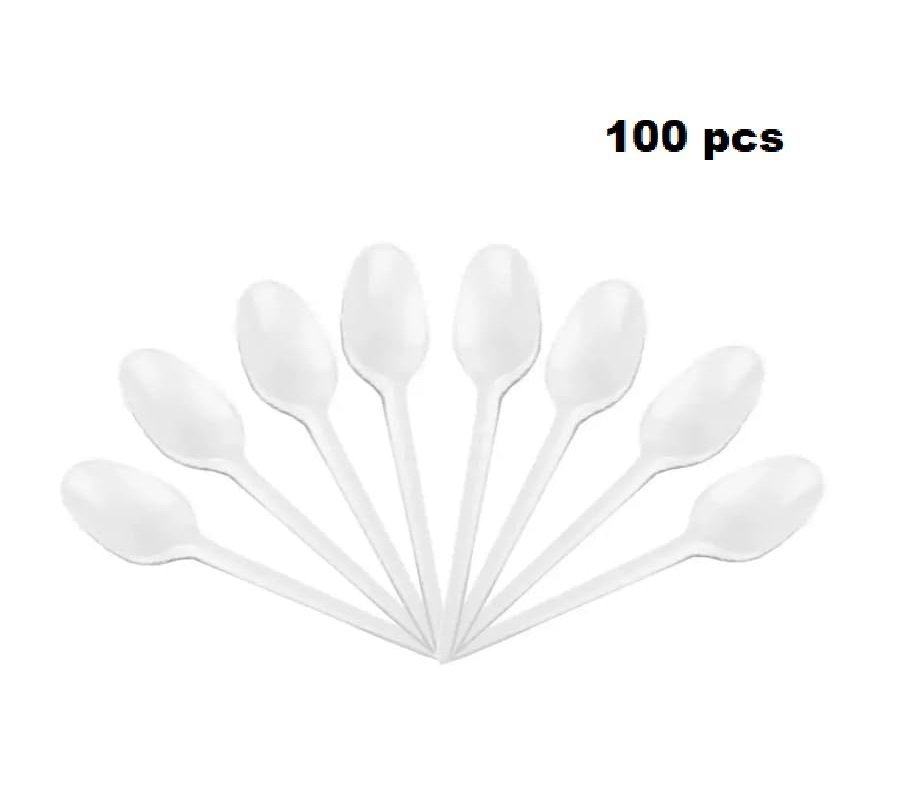 Disposable White Plastic Spoon (Pack Of 100)